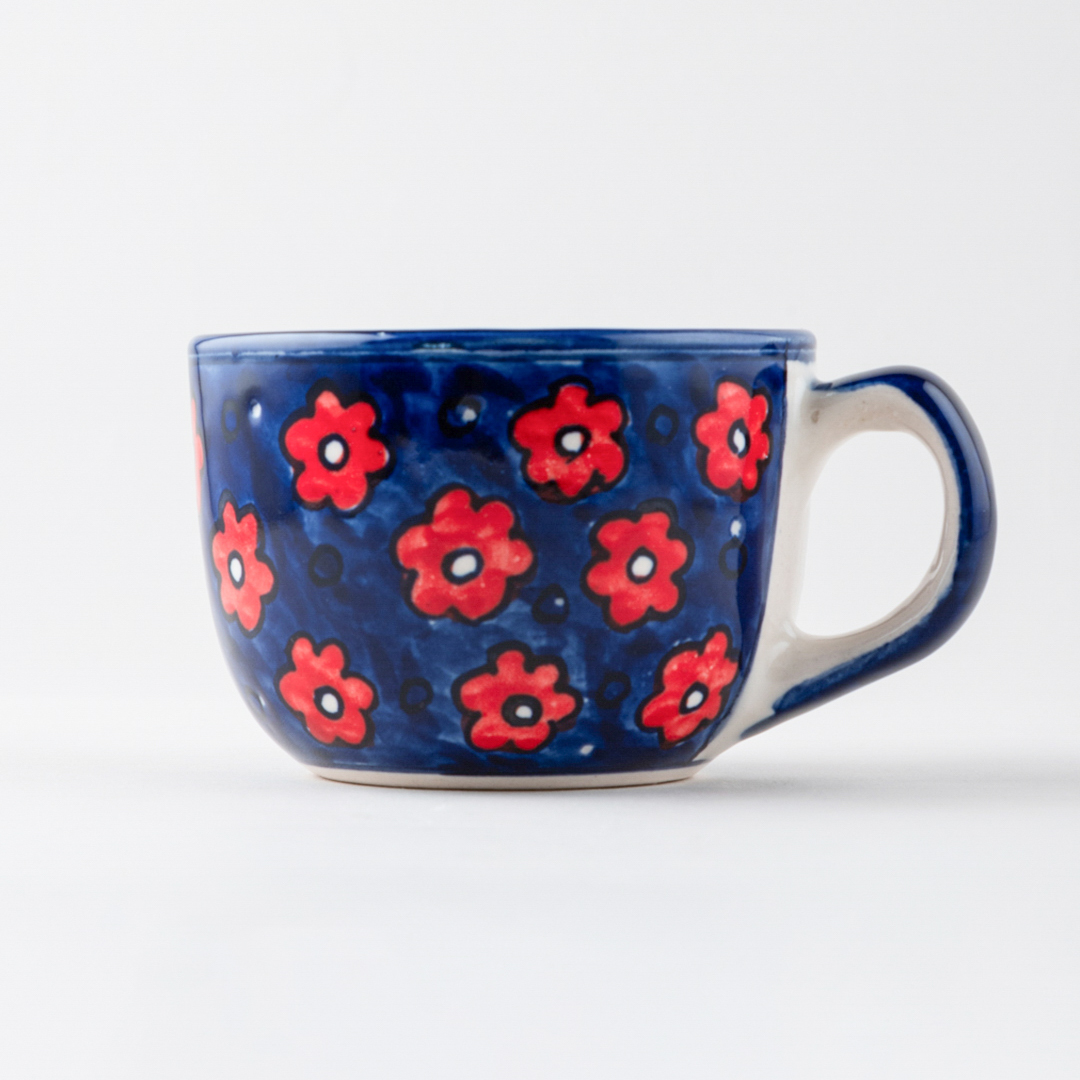 Blue Floral Ceramic Coffee Mug (Soup)